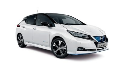 „Nissan Leaf“ 3/4 vaizdas iš priekio