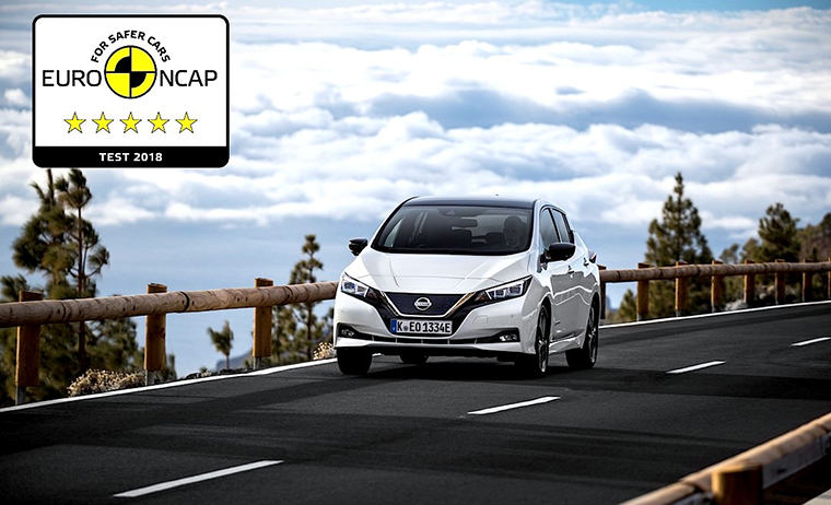 Naujasis „Nissan LEAF” įvertintas penkiomis „Euro NCAP” žvaigždutėmis – pirmasis automobilis bandytas pagal sugriežtintą 2018 metų protokolą